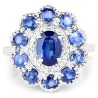 2.47 Carat Genuine Kyanite & White Topaz .925 Sterling Silver Ring