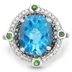 5.84 Carat Genuine Multi Stones .925 Sterling Silver Ring