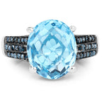 5.51 Carat Genuine Baby Swiss Blue Topaz and Blue Diamond .925 Sterling Silver Ring