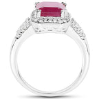 4.55 Carat Glass Filled Ruby and White Topaz .925 Sterling Silver Ring