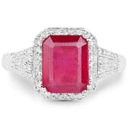 4.55 Carat Glass Filled Ruby and White Topaz .925 Sterling Silver Ring