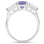 2.00 Carat Genuine Tanzanite and White Topaz .925 Sterling Silver Ring