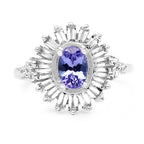 2.01 Carat Genuine Tanzanite and White Topaz .925 Sterling Silver Ring
