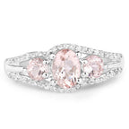 1.34 Carat Genuine Morganite and White Topaz .925 Sterling Silver Ring