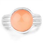 6.00 Carat Genuine Peach Moonstone .925 Sterling Silver Ring