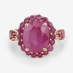 5.09 Carat Glass Filled Ruby and Ruby .925 Sterling Silver Ring