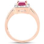 14K Rose Gold Plated 1.26 Carat Genuine Glass Filled Ruby & White Topaz .925 Sterling Silver Ring