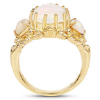 14K Yellow Gold Plated 3.26 Carat Genuine Ethiopian Opal .925 Sterling Silver Ring