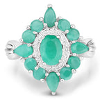 2.37 Carat Genuine Emerald .925 Sterling Silver Ring