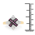 14K Yellow Gold Plated 0.57 Carat Genuine Ruby and White Cubic Zirconia .925 Sterling Silver Ring