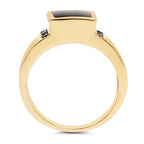 2.16 Carat Genuine Black Onyx and Black Diamond .925 Sterling Silver Ring