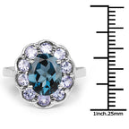 4.60 Carat Genuine London Blue Topaz and Tanzanite .925 Sterling Silver Ring