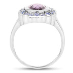 2.53 Carat Genuine Amethyst and Tanzanite .925 Sterling Silver Ring