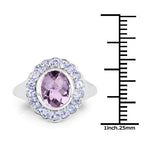 2.53 Carat Genuine Amethyst and Tanzanite .925 Sterling Silver Ring
