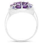 3.13 Carat Genuine Amethyst, Tanzanite and White Topaz .925 Sterling Silver Ring