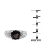 2.59 Carat Genuine Smoky Quartz & White Topaz .925 Sterling Silver Ring