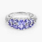 1.63 Carat Genuine Tanzanite .925 Sterling Silver Ring