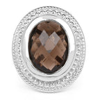 7.90 Carat Genuine Smoky Quartz .925 Sterling Silver Ring