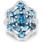 3.72 Carat Genuine London Blue Topaz .925 Sterling Silver Ring