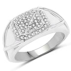 14K White Gold Plated 0.24 Carat Genuine White Diamond .925 Sterling Silver Ring