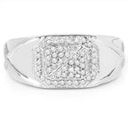 14K White Gold Plated 0.24 Carat Genuine White Diamond .925 Sterling Silver Ring