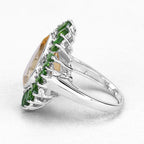 7.02 Carat Genuine Citrine and Chrome Diopside .925 Sterling Silver Ring