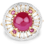 14K Yellow Gold Plated 8.91 Carat Genuine Glass Filled Ruby, Rhodolite & White Topaz .925 Sterling Silver Ring