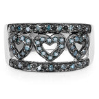 0.32 Carat Genuine Blue Diamond .925 Sterling Silver Ring
