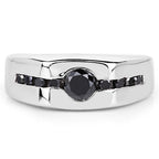 0.74 Carat Genuine Black Diamond .925 Sterling Silver Ring
