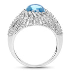 3.65 Carat Genuine Swiss Blue Topaz .925 Sterling Silver Ring