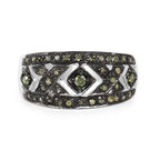 0.27 Carat Genuine Green Diamond .925 Sterling Silver Ring