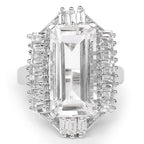 9.77 Carat Genuine Crystal Quartz & White Topaz .925 Sterling Silver Ring