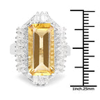 9.13 Carat Genuine Citrine & White Topaz .925 Sterling Silver Ring