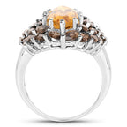 6.20 Carat Genuine Citrine & Smoky Quartz .925 Sterling Silver Ring