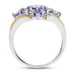 Two Tone Plated 1.67 Carat Genuine Tanzanite .925 Sterling Silver Ring