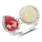 8.86 Carat Genuine Pink Sapphire and Sapphire White .925 Sterling Silver Ring