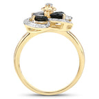 1.76 Carat Genuine London Blue Topaz and White Topaz .925 Sterling Silver Ring