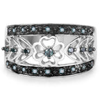 0.31 Carat Genuine Blue Diamond .925 Sterling Silver Ring