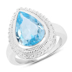 5.30 Carat Genuine Blue Topaz .925 Sterling Silver Ring