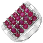 3.01 Carat Genuine Ruby & White Diamond .925 Sterling Silver Ring