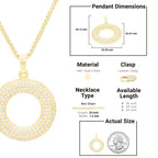Round Cubic Zirconia Pendant 14K Gold Filled Necklace Set Women Jewelry