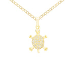 Turtle Cubic Zirconia Pendant With Necklace Set 14K Gold Filled