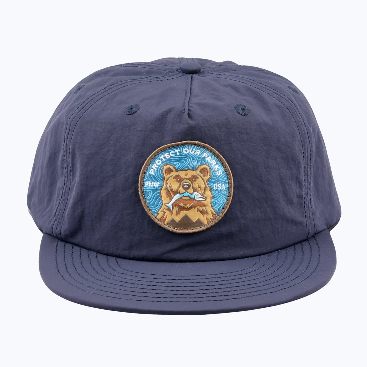 Protect Our Parks Bear Patch Nylon Snapback Cap - Navy