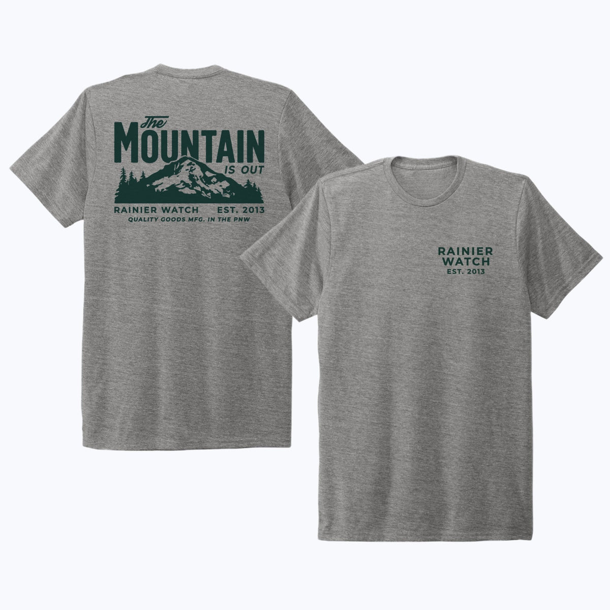 The Mountain Is Out Unisex Eco Tee - Double Sided - Heather Gray