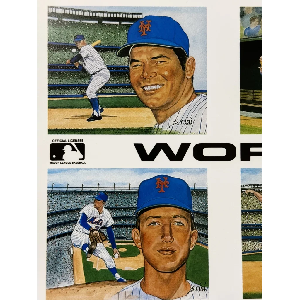 Vintage Susan Rini World Champion 1969 Miracle Mets Uncut Postcard Sheet ⚾ Tom Seaver Nolan Ryan, Historic Limited Editions MLB Licensed Art