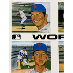 Vintage Susan Rini World Champion 1969 Miracle Mets Uncut Postcard Sheet ⚾ Tom Seaver Nolan Ryan, Historic Limited Editions MLB Licensed Art