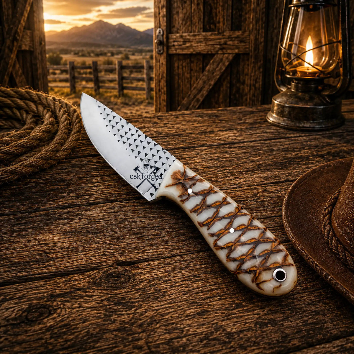 Rasp File Ranch Carry Knife – Epoxy Resin Handle Knife