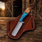 Bull Cutter Knife – Rasp Steel Blade Turquoise Handle