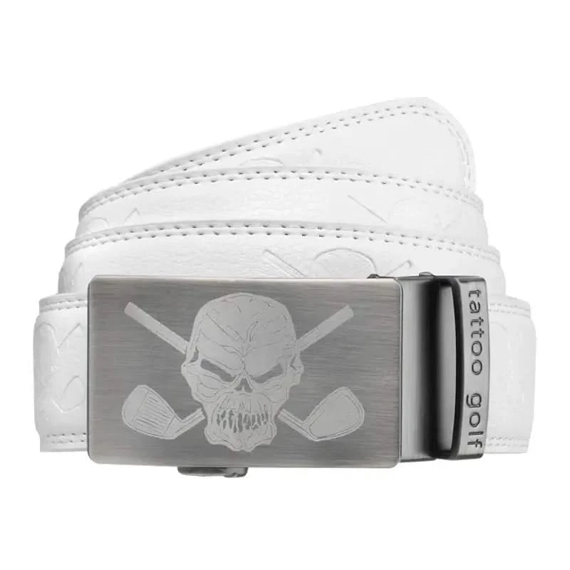 Leather Ratchet Belt - One Size Fits Most (White)
