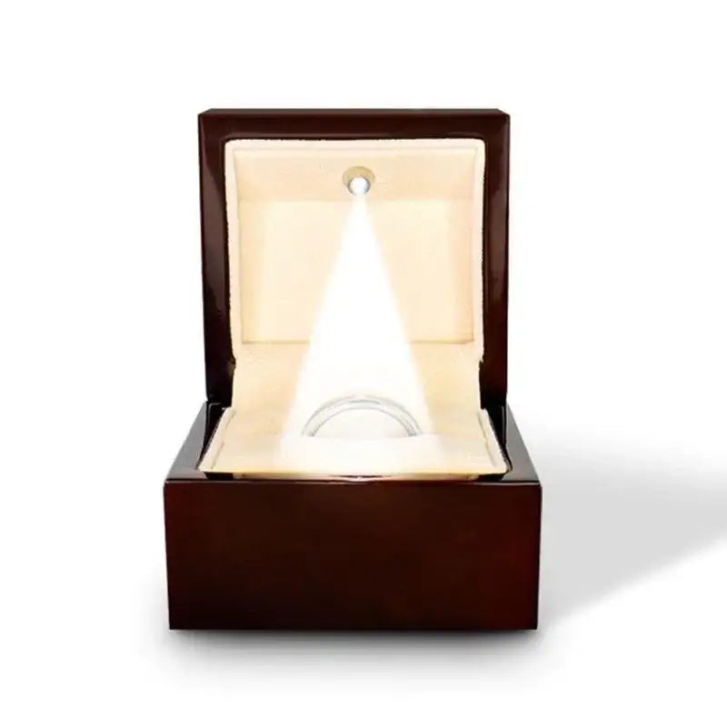 Light up Chocolate Dark Wood Personalized Wooden Wedding Ring Box